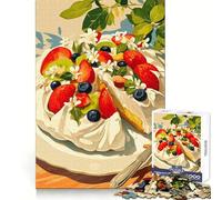 Puzzle da 1000 pezzi con deliziosa Pavlova e frutta fresca,divertente rompicapo,regalo per un momento di relax,regalo artistico di Natale (38x52cm)