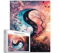 Puzzle da 1000 pezzi con diagramma di fiori di ciliegio Yin Yang per adulti Fantasy Paesaggio Art Puzzle colorato fai da te per la decorazione della casa Regali Puzzle Famiglia Perfetto per serate di