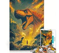 Puzzle da 1000 pezzi con dinosauri al tramonto giocattolo decorativo da parete sfida impegnativa compleanno e Natale 38x52cm