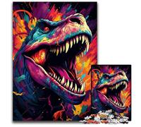Puzzle da 1000 pezzi con dinosauri colorati e feroci per adulti ideale come regalo di Natale e Capodanno per adolescenti 1000 pezzi (38x26 cm)