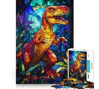 Puzzle da 1000 pezzi con dinosauri in vetro colorato per ragazzi, gioco stimolante per il pensiero creativo, semplice e divertente, taglio preciso, Babbo Natale, desiderio, scegli 38x52cm