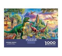 Puzzle da 1000 pezzi con dinosauri nella giungla per adulti, gioco educativo, bella decorazione, sfida, alta difficoltà, regali di compleanno, 38x26 cm/1000 pezzi