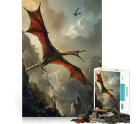 Puzzle da 1000 pezzi con dinosauri pterodattili, ideale per adulti, un gioco di logica e svago, di alta qualità (50x75cm)