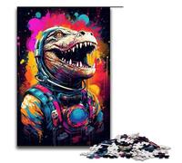 Puzzle da 1000 pezzi con dinosauri spaziali ruggenti regalo per adulti lista dei desideri di Natale con Babbo Natale per adolescenti dai 14 anni in su 75x50 cm