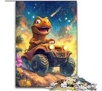 Puzzle da 1000 pezzi con dinosauro alla guida di un'auto, con gioco interattivo per famiglie, bambini dai 14 anni in su (dimensioni 26x38cm)