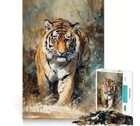 Puzzle da 1000 pezzi con dipinto a guazzo raffigurante una tigre, ideale per ragazzi Stimola la memoria, rilassa e diverte I bordi sono precisi Un regalo perfetto 50x75cm