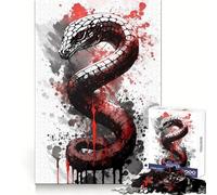 Puzzle da 1000 pezzi con dipinto a inchiostro Black Mamba per adolescenti, stimolante per il pensiero strategico, rilassante e divertente, con taglio netto e allegro, regalo (38x26cm)