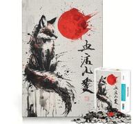 Puzzle da 1000 pezzi con dipinto a inchiostro "Blood Moon Kitsune",taglio perfetto,divertente rompicapo cognitivo,gioco per il tempo libero,regalo artistico di Natale 38x52cm