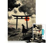 Puzzle da 1000 pezzi con dipinto a inchiostro di samurai e porta Torii, ideale per ragazzi, gioco di logica e abilità, rilassante e divertente, con tagli precisi, regalo perfetto (38x26cm)