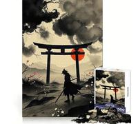 Puzzle da 1000 pezzi con dipinto a inchiostro di samurai e porta Torii, ideale per ragazzi, gioco di logica e abilità, rilassante e divertente, con tagli precisi, regalo perfetto (38x26cm)