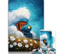 Puzzle da 1000 pezzi con dipinto a olio di un treno per adulti, sfida difficile contro lo stress, migliora l'amore tra coppie, 50x75cm