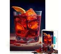 Puzzle da 1000 pezzi con dipinto a olio "Negroni Cocktail" per adolescenti, ideale per allenare la mente, un'attività rilassante e divertente da assemblare (38x26cm)