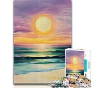 Puzzle da 1000 pezzi con dipinto a olio sulla spiaggia al tramonto per adulti e adolescenti, giocattoli, giochi educativi, ottimi regali e giocattoli antistress 50x75cm