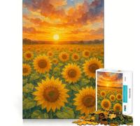 Puzzle da 1000 pezzi con dipinto ad acquerello di un campo di girasoli al tramonto ideale per adolescenti Un gioco che stimola la riflessione e crea un'atmosfera rilassante Un regalo perfetto