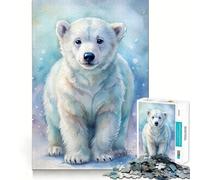 Puzzle da 1000 pezzi con dipinto ad acquerello di un cucciolo di orso polare,gioco interattivo Think Boost con incastri precisi e nessun pezzo che si stacca,sfida cerebrale per la casa (50x75cm)