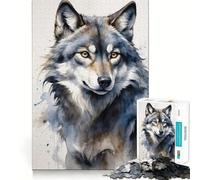 Puzzle da 1000 pezzi con dipinto ad acquerello di un lupo,per adulti,gioco di problem solving,taglio di qualità professionale,rilassante attività di gruppo al chiuso (50x75cm)