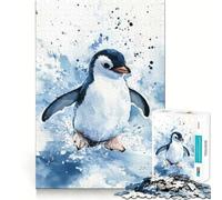 Puzzle da 1000 pezzi con dipinto ad acquerello di un pinguino, ideale per adolescenti Migliora la memoria, favorisce il rilassamento mentale e crea un'atmosfera creativa (38x52cm)
