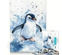 Puzzle da 1000 pezzi con dipinto ad acquerello di un pinguino, ideale per adulti Un'attività che rafforza la memoria e crea un'atmosfera piacevole (50x75cm)