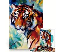 Puzzle da 1000 pezzi con dipinto ad acquerello di una tigre, ideale per adulti e ragazzi, gioco di logica e rilassamento, con taglio preciso, perfetto come regalo di Natale 38x26cm