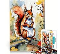 Puzzle da 1000 pezzi con dipinto ad acquerello di uno scoiattolo rosso, ideale per ragazzi, gioco di logica e abilità, rilassante e divertente, con tagli precisi Regalo perfetto (50x75cm)