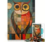 Puzzle da 1000 pezzi con dipinto ad olio di gufo per adulti, gioco intelligente per attività domestiche, taglio preciso, decorazione da parete (38x52cm)