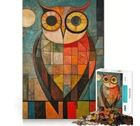 Puzzle da 1000 pezzi con dipinto ad olio di gufo per adulti, gioco per allenare la mente, rilassante e divertente, idea regalo per le vacanze (50x75cm)