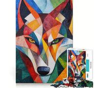 Puzzle da 1000 pezzi con dipinto ad olio di lupo,divertente gioco mentale,senza spazi vuoti,design a incastro perfetto, riunioni di famiglia (38x52cm)