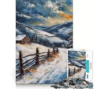 Puzzle da 1000 pezzi con dipinto ad olio di neve per adolescenti, ideale per stimolare la memoria, per un relax facile e senza intoppi, con bordi puliti, a sorpresa per Natale (38x52cm)