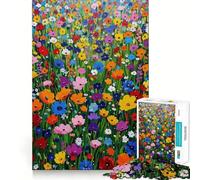 Puzzle da 1000 pezzi con dipinto ad olio di un campo di fiori selvatici dai colori vivaci,gioco di costruzione che mette alla prova la concentrazione,montaggio sicuro e stabile,divertimento