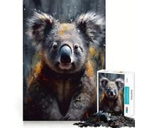 Puzzle da 1000 pezzi con dipinto ad olio di un koala dai colori vivaci Gioco creativo con componenti robusti e ben definiti,ideale da portare in viaggio Gioco per allenare la mente (38x52cm)