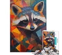 Puzzle da 1000 pezzi con dipinto ad olio di un procione ideale per adulti Gioco antistress analisi e logica attività divertenti da fare a casa (dimensioni 38x26cm)