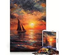 Puzzle da 1000 pezzi con dipinto ad olio di una barca all'alba per adolescenti, gioco di logica solida, divertimento rilassante, taglio di precisione, oggetto regalo di Babbo Natale 38x26cm