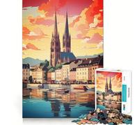 Puzzle da 1000 pezzi con dipinto ad olio raffigurante un paesaggio urbano di Rouen, ideale per ragazzi Gioco di logica e svago, con bordi lisci e di alta qualità (38x52cm)