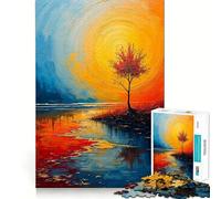 Puzzle da 1000 pezzi con dipinto ad olio raffigurante un tramonto, ideale per adulti, per stimolare la memoria e creare un'immagine piacevole e rilassante 38x52cm
