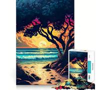 Puzzle da 1000 pezzi con dipinto ad olio "Tramonto arancione" per adolescenti, ideale per stimolare la memoria, per un gioco rilassante e per un regalo di alta qualità (50x75cm)