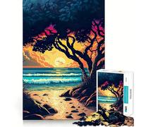 Puzzle da 1000 pezzi con dipinto ad olio "Tramonto arancione" per adulti, gioco di concentrazione e svago, ideale per la casa, con bordi netti, regalo perfetto per Babbo Natale (38x26cm)