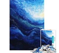 Puzzle da 1000 pezzi con dipinto astratto a onde blu e bianche gioco rompicapo per adulti ideale per passare il tempo durante le vacanze o il Natale (dimensioni 38x26cm)