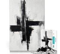 Puzzle da 1000 pezzi con dipinto astratto in bianco e nero,gioco di precisione e cognitivo,ideale per il tempo libero e come regalo di Natale (38x52cm)