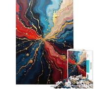 Puzzle da 1000 pezzi con dipinto astratto rosso blu e oro Puzzle per adulti rompicapo ideale per passare il tempo durante le vacanze o per compleanni e Natale (dimensioni 38x26cm)