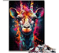 Puzzle da 1000 pezzi con dipinto colorato di una giraffa in legno, ideale per decorare casa e ufficio, regalo perfetto per compleanni, 50x75cm, festa di compleanno per uomini e donne