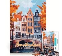Puzzle da 1000 pezzi con dipinto del canale di Amsterdam,gioco di logica e allenamento mentale,incastro perfetto senza spazi vuoti,sfida interattiva per la mente a casa (50x75cm)