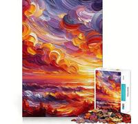 Puzzle da 1000 pezzi con dipinto del cielo al tramonto per adulti, ideale per stimolare la memoria e creare un'immagine piacevole e rilassante 38x52cm