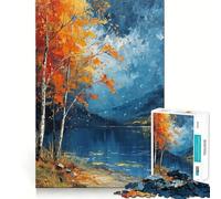 Puzzle da 1000 pezzi con dipinto del lago autunnale,gioco di precisione e divertente per stimolare la mente e favorire la concentrazione,ideale per compleanni e attività artistiche (50x75cm)