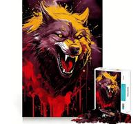 Puzzle da 1000 pezzi con dipinto del Lupo Arrabbiato,divertente gioco con tecnologia di taglio laser avanzata,giocattolo per interni per le vacanze (50x75cm)