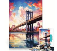 Puzzle da 1000 pezzi con dipinto del ponte di Brooklyn,bordi perfetti,divertente rompicapo,regalo per rilassarsi,regalo di compleanno,arte (38x52cm)