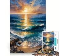 Puzzle da 1000 pezzi con dipinto del tramonto sull'oceano, per adulti, gioco intelligente da comporre insieme, divertente immagine da assemblare, regalo stagionale (38x52cm)
