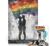 Puzzle da 1000 pezzi con dipinto della bandiera gay Pride per adolescenti, gioco cognitivo, svago leggero, assemblaggio di motivi, opera d'arte 38x26cm