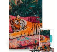 Puzzle da 1000 pezzi con dipinto della tigre addormentata, ideale per adulti e ragazzi, per migliorare la memoria, favorire il rilassamento e creare un'attività stimolante Regalo di Natale 50x75cm