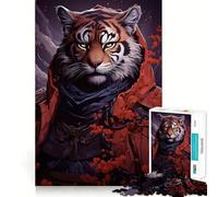Puzzle da 1000 pezzi con dipinto della tigre guerriera,gioco di memoria,taglio di alta precisione,sfida interattiva per la mente per la casa (38x52cm)