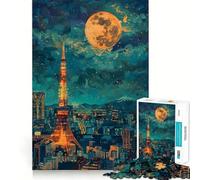 Puzzle da 1000 pezzi con dipinto della Torre di Tokyo, Giappone, per adolescenti, stimola la memoria, rilassa, con bordi precisi, 38x52cm